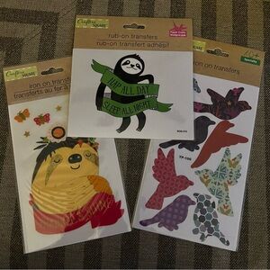Craft Sloth and Bird Transfers